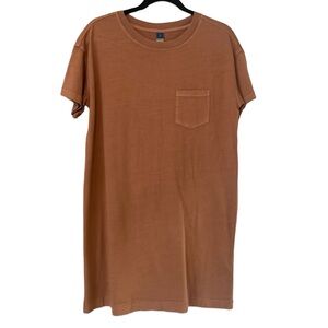Old Navy T Shirt Dress Copper NEW Front Pockets Front Shirt Sleeve Round Neck